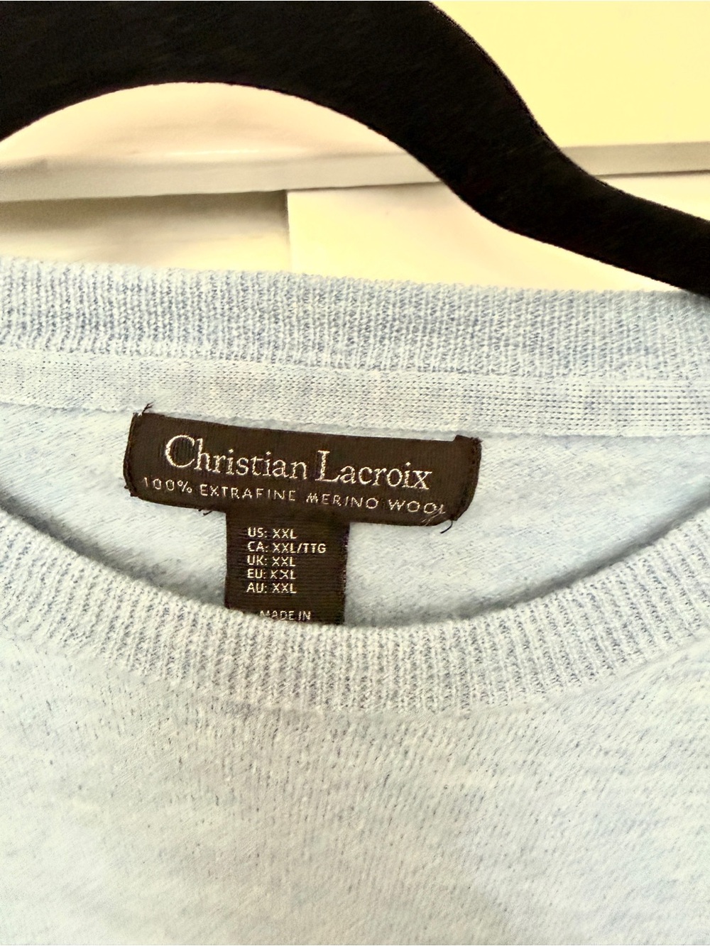 Christian Lacroix Light Blue Crewneck Merino Wool Sweater